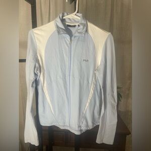 Fila Women's Light Blue and White zip up sweater size S